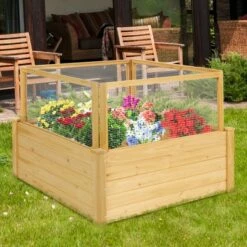 Costway Raised Garden Bed Wooden Garden Box with 9 Grids & Critter Guard Fence -Cheap Planters Store unnamed file 361