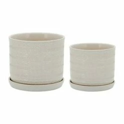 Set of 2 Geometric Planter with Saucer - Sagebrook Home Beige -Cheap Planters Store unnamed file 3613