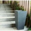 Rosemead Home & Garden, Inc. 24.4" Kante Lightweight Modern Tapered Concrete Rectangular Planter Charcoal Black - Rosemead Home & Garden, Inc.