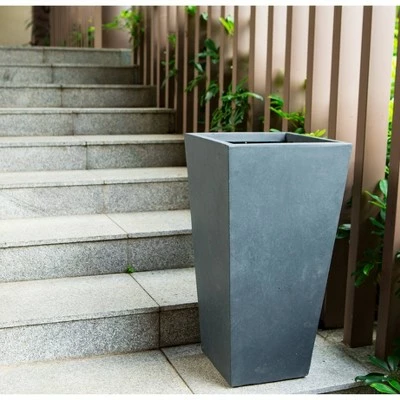 Rosemead Home & Garden, Inc. 24.4" Kante Lightweight Modern Tapered Concrete Rectangular Planter Charcoal Black - Rosemead Home & Garden, Inc. 3 Rosemead Home & Garden, Inc. 24.4" Kante Lightweight Modern Tapered Concrete Rectangular Planter Charcoal Black - Rosemead Home & Garden, Inc.
