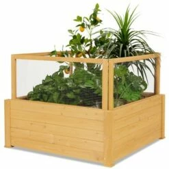 Costway Raised Garden Bed Wooden Garden Box with 9 Grids & Critter Guard Fence -Cheap Planters Store unnamed file 362