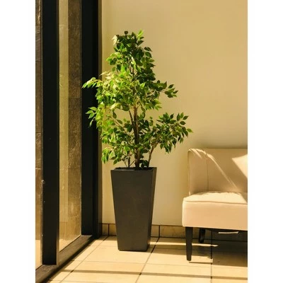 Rosemead Home & Garden, Inc. 24.4" Kante Lightweight Modern Tapered Concrete Rectangular Planter Charcoal Black - Rosemead Home & Garden, Inc. 11 Rosemead Home & Garden, Inc. 24.4" Kante Lightweight Modern Tapered Concrete Rectangular Planter Charcoal Black - Rosemead Home & Garden, Inc. - Image 9