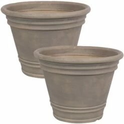 Sunnydaze Decor Sunnydaze Franklin Polyresin Outdoor/Indoor Unbreakable UV-Resistant Flower Pot Planter - 20" Diameter - 2-Pack - Beige -Cheap Planters Store unnamed file 3626