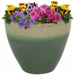 Sunnydaze Decor Sunnydaze Resort Outdoor/Indoor High-Fired Glazed UV- and Frost-Resistant Ceramic Flower Pot Planter with Drainage Holes - 13" Diameter - Seafoam -Cheap Planters Store unnamed file 3631