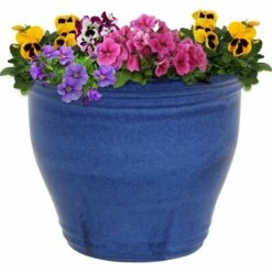 Sunnydaze Decor Sunnydaze Studio Outdoor/Indoor High-Fired Glazed UV- and Frost-Resistant Ceramic Flower Pot Planter with Drainage Holes -15" Diameter - Imperial Blue -Cheap Planters Store unnamed file 3648