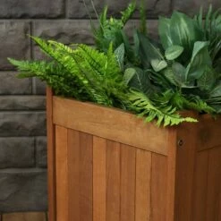 Sunnydaze Decor Sunnydaze Outside Meranti Wood Outdoor Planter Box with Teak Oil Finish for Garden, Porch and Patio - 16" Square - 2-Pack -Cheap Planters Store unnamed file 3652