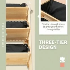 Outsunny 47'' 3-Tiers Wooden Raised Garden Bed Plant Stand with Side Hooks Storage Clapboard for Tools Great for Flowers Herbs Vegetables Natural -Cheap Planters Store unnamed file 367