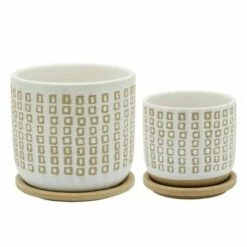 5" Tiny Squares Planter with Saucer - Sagebrook Home Blue