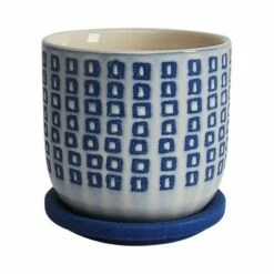 5" Tiny Squares Planter with Saucer - Sagebrook Home Blue -Cheap Planters Store unnamed file 3672
