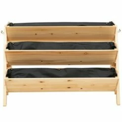 Outsunny 47'' 3-Tiers Wooden Raised Garden Bed Plant Stand with Side Hooks Storage Clapboard for Tools Great for Flowers Herbs Vegetables Natural -Cheap Planters Store unnamed file 368