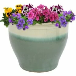 Sunnydaze Decor Sunnydaze Studio Outdoor/Indoor High-Fired Glazed UV and Frost-Resistant Ceramic Flower Pot Planter with Drainage Holes - 18" Diameter - Seafoam -Cheap Planters Store unnamed file 3695
