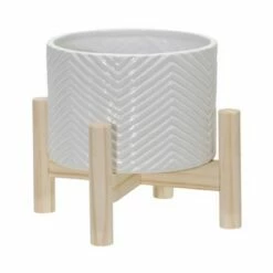 Ceramic Chevron Planter with Wood Stand White - Sagebrook Home 9 Ceramic Chevron Planter with Wood Stand White - Sagebrook Home -Cheap Planters Store unnamed file 3702