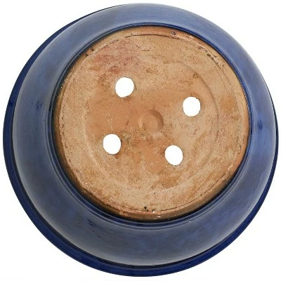 Sunnydaze Decor Sunnydaze Studio Outdoor/Indoor UV- and Frost-Resistant Ceramic Flower Pot Planter with Drainage Holes - 18" Diameter - Imperial Blue 4 Sunnydaze Decor Sunnydaze Studio Outdoor/Indoor UV- and Frost-Resistant Ceramic Flower Pot Planter with Drainage Holes - 18" Diameter - Imperial Blue - Image 2