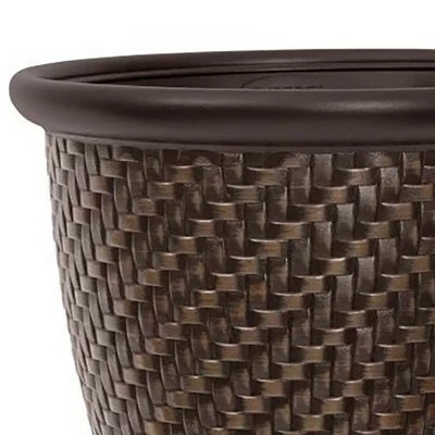 Suncast 1807J4 18 x 16.5 Inch Wicker Resin Large Indoor/Outdoor Dirt Pot Home Garden Planter for Flowers and Plants, Dark Brown 3 Suncast 1807J4 18 x 16.5 Inch Wicker Resin Large Indoor/Outdoor Dirt Pot Home Garden Planter for Flowers and Plants, Dark Brown
