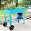 Sunnydaze Decor Sunnydaze Outdoor Galvanized Steel Raised Mobile Elevated Planter Cart with Handlebar and Wheels - 43" - Blue -Cheap Planters Store unnamed file 374