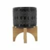 Ceramic Aztec Planter on Wooden Stand Black - Sagebrook Home 1 Ceramic Aztec Planter on Wooden Stand Black - Sagebrook Home -Cheap Planters Store unnamed file 3743