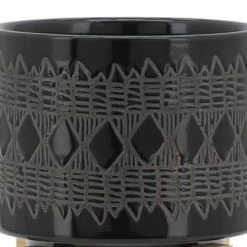 Ceramic Aztec Planter on Wooden Stand Black - Sagebrook Home -Cheap Planters Store unnamed file 3747