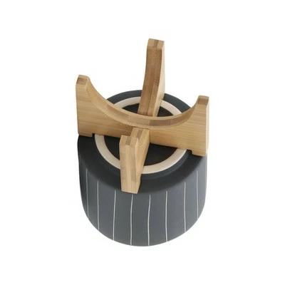 Sagebrook Home Stripes Ceramic Planter with Stand 6 Sagebrook Home Stripes Ceramic Planter with Stand - Image 4