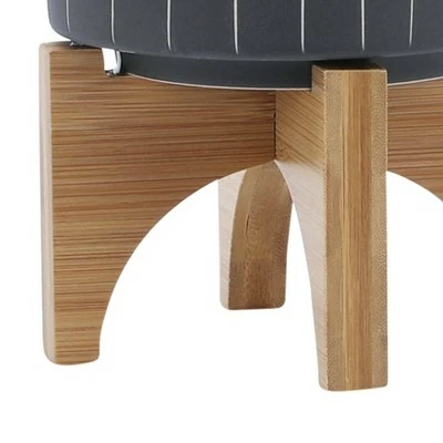 Sagebrook Home Stripes Ceramic Planter with Stand 8 Sagebrook Home Stripes Ceramic Planter with Stand - Image 6