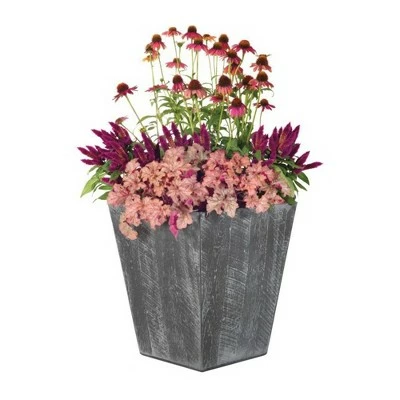 Suncast 16 Inch Farmington Rustic Wood Finish Garden Planter, Gray (2 Pack) 4 Suncast 16 Inch Farmington Rustic Wood Finish Garden Planter, Gray (2 Pack) - Image 2