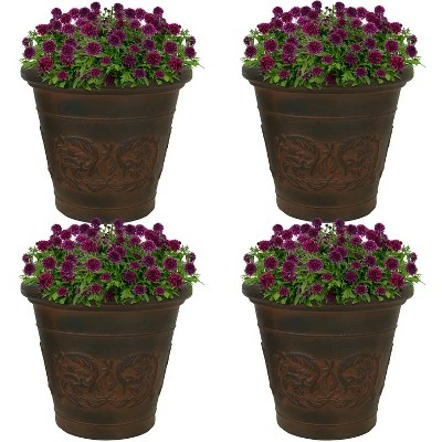 Sunnydaze Decor Sunnydaze Indoor/Outdoor Patio, Garden, or Porch Weather-Resistant Double-Walled Arabella Flower Pot Planter - 16" - Rust Finish - 4pk 6 Sunnydaze Decor Sunnydaze Indoor/Outdoor Patio, Garden, or Porch Weather-Resistant Double-Walled Arabella Flower Pot Planter - 16" - Rust Finish - 4pk - Image 4