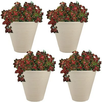 Sunnydaze Decor Sunnydaze Indoor/Outdoor Patio, Garden, or Porch Weather-Resistant Double-Walled Walter Flower Pot Planter - 16" - Antique White - 4pk 4 Sunnydaze Decor Sunnydaze Indoor/Outdoor Patio, Garden, or Porch Weather-Resistant Double-Walled Walter Flower Pot Planter - 16" - Antique White - 4pk - Image 3