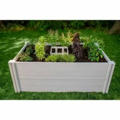22" Vinyl Keyhole Rectangular Garden Bed White - Vita