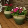 Sunnydaze Decor Sunnydaze Chalet Outdoor/Indoor High-Fired Glazed UV and Frost-Resistant Ceramic Flower Planter with Drainage Holes - 12" Diameter - Seafoam - 2-Pack