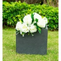 Kante Lightweight Modern Outdoor Concrete Square Planter Charcoal Black - Rosemead Home & Garden, Inc. -Cheap Planters Store unnamed file 3856