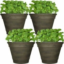Sunnydaze Decor Sunnydaze Indoor/Outdoor Patio, Garden, or Porch Weather-Resistant Double-Walled Franklin Flower Pot Planter - 20" - Sable Finish - 4pk -Cheap Planters Store unnamed file 3884