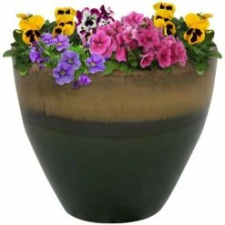 Sunnydaze Decor Sunnydaze Outdoor/Indoor High-Fired Glazed UV and Frost-Resistant Resort Ceramic Flower Planter with Drainage Holes - 13" Diameter - Forest Lake Green -Cheap Planters Store unnamed file 3912