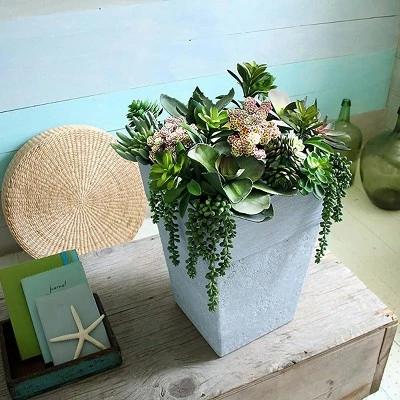 The HC Companies Avino 16-Inch Square Indoor Outdoor Resin Flower Planter Pot, Oxidized Black 4 The HC Companies Avino 16-Inch Square Indoor Outdoor Resin Flower Planter Pot, Oxidized Black - Image 2