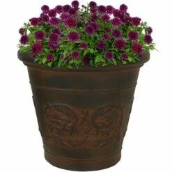 Sunnydaze Decor Sunnydaze Indoor/Outdoor Patio, Garden, or Porch Weather-Resistant Double-Walled Arabella Flower Pot Planter - 16" - Rust Finish -Cheap Planters Store unnamed file 3939
