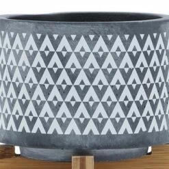 Ceramic Aztec Planter on Wooden Stand Gray - Sagebrook Home -Cheap Planters Store unnamed file 3944