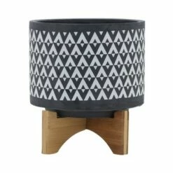 Ceramic Aztec Planter on Wooden Stand Gray - Sagebrook Home -Cheap Planters Store unnamed file 3947