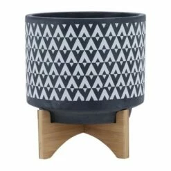 Ceramic Aztec Planter on Wooden Stand Gray - Sagebrook Home -Cheap Planters Store unnamed file 3948
