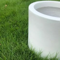 Kante Lightweight Concrete Modern Cylinder Outdoor Planter Pure White - Rosemead Home & Garden, Inc.