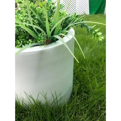 Kante Lightweight Concrete Modern Cylinder Outdoor Planter Pure White - Rosemead Home & Garden, Inc. 8 Kante Lightweight Concrete Modern Cylinder Outdoor Planter Pure White - Rosemead Home & Garden, Inc. - Image 6