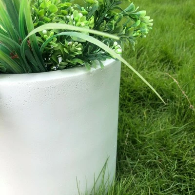 Kante Lightweight Concrete Modern Cylinder Outdoor Planter Pure White - Rosemead Home & Garden, Inc. 11 Kante Lightweight Concrete Modern Cylinder Outdoor Planter Pure White - Rosemead Home & Garden, Inc. - Image 9