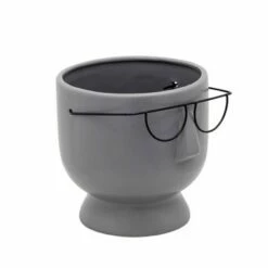 Face with Glasses Planter - Sagebrook Home Gray