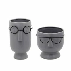 Face with Glasses Planter - Sagebrook Home Gray -Cheap Planters Store unnamed file 3974