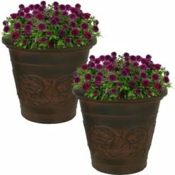 Sunnydaze Decor Sunnydaze Indoor/Outdoor Patio, Garden, or Porch Weather-Resistant Double-Walled Arabella Flower Pot Planter - 16" - Rust Finish - 2pk -Cheap Planters Store unnamed file 3987