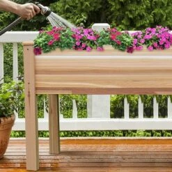 Jumbl Raised Canadian Cedar Garden Bed | Elevated Wood Planter for Growing Fresh Herbs, Vegetables, Flowers, Succulents & Other Plants at Home | Great for Outdoor Patio, Deck, Balcony | 34x18x30” -Cheap Planters Store unnamed file 399