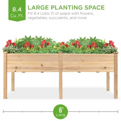 Best Choice Products 72x24x30in Raised Garden Bed, Elevated Wood Planter Box Stand for Backyard, Patio w/ Divider Panel 3 Best Choice Products 72x24x30in Raised Garden Bed, Elevated Wood Planter Box Stand for Backyard, Patio w/ Divider Panel