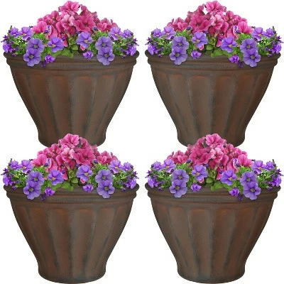 Sunnydaze Decor Sunnydaze Indoor/Outdoor Patio, Garden, or Porch Weather-Resistant Double-Walled Charlotte Flower Pot Planter - 16" - Rust Finish - 4pk 4 Sunnydaze Decor Sunnydaze Indoor/Outdoor Patio, Garden, or Porch Weather-Resistant Double-Walled Charlotte Flower Pot Planter - 16" - Rust Finish - 4pk - Image 3