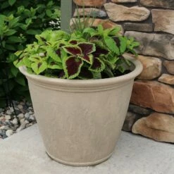 Sunnydaze Decor Sunnydaze Indoor/Outdoor Patio, Garden, or Porch Weather-Resistant Double-Walled Anjelica Flower Pot Planter - 24" - Beige