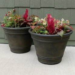 Sunnydaze Decor Sunnydaze Indoor/Outdoor Patio, Garden, or Porch Weather-Resistant Double-Walled Franklin Flower Pot Planter - 20" - Sable Finish - 2pk