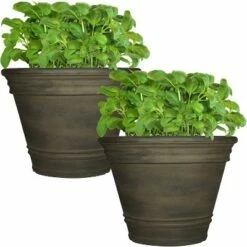 Sunnydaze Decor Sunnydaze Indoor/Outdoor Patio, Garden, or Porch Weather-Resistant Double-Walled Franklin Flower Pot Planter - 20" - Sable Finish - 2pk -Cheap Planters Store unnamed file 4015