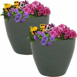 Sunnydaze Decor Sunnydaze Resort Outdoor/Indoor High-Fired Glazed UV- and Frost-Resistant Ceramic Flower Pot Planter with Drainage Holes - 8" Diameter - Gray - 2-Pack -Cheap Planters Store unnamed file 4046