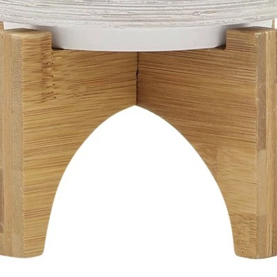 Ceramic Planter on Wooden Stand Gray to White - Sagebrook Home 8 Ceramic Planter on Wooden Stand Gray to White - Sagebrook Home - Image 6